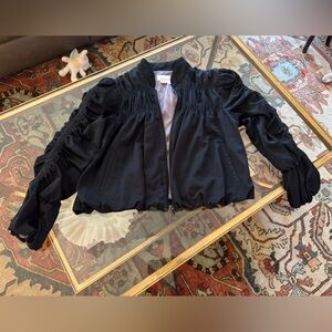 By Anthropologie ruched sleeve jacket size small